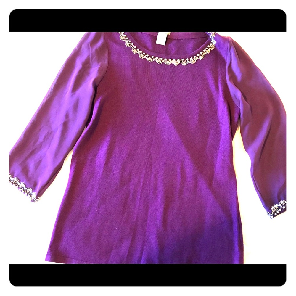 Long sleeve blouse sheer 3/4 sleeves